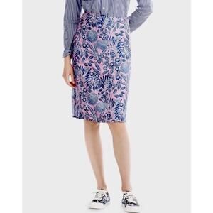 J.Crew x Abigail Borg Silk Pencil Skirt Size 2, Pink Floral Preppy Cottagecore